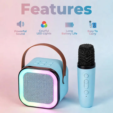Portable Bluetooth Karaoke Speaker with Wireless Microphone & RGB Lights