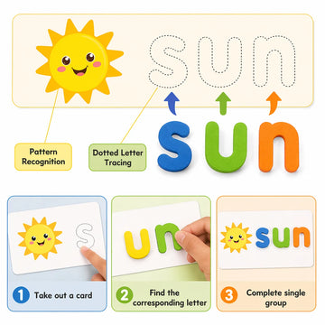 Spelling & Word Learning Board Game for Children with Wooden Letters