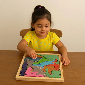 Wooden Dinosaur Puzzle Board for Kids