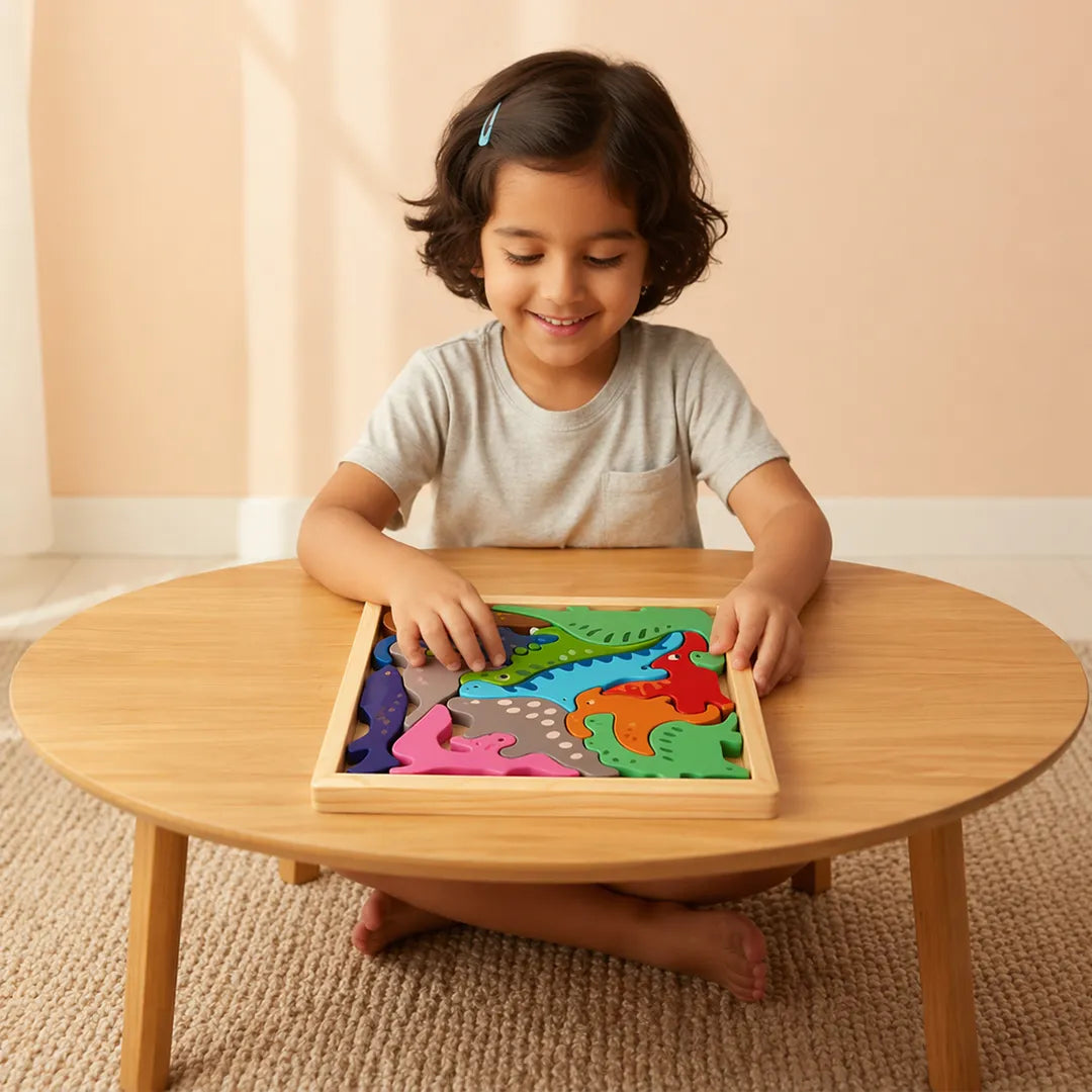 Wooden Dinosaur Puzzle Board for Kids