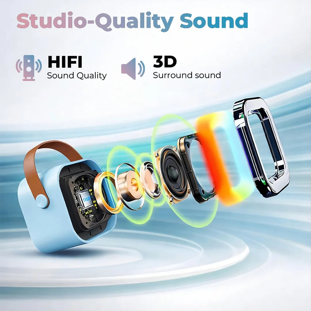 Portable Bluetooth Karaoke Speaker with Wireless Microphone & RGB Lights