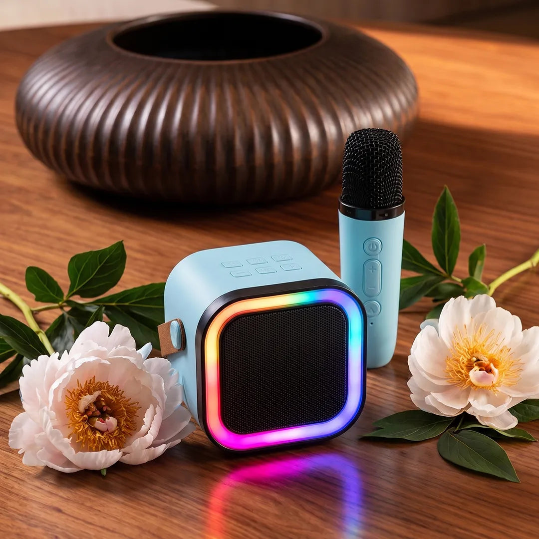 Portable Bluetooth Karaoke Speaker with Wireless Microphone & RGB Lights