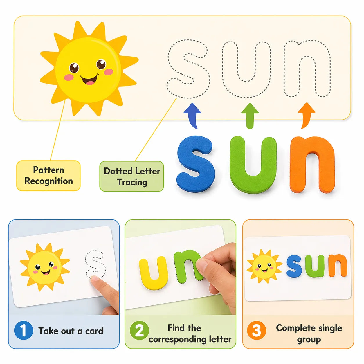 Spelling & Word Learning Board Game for Children with Wooden Letters