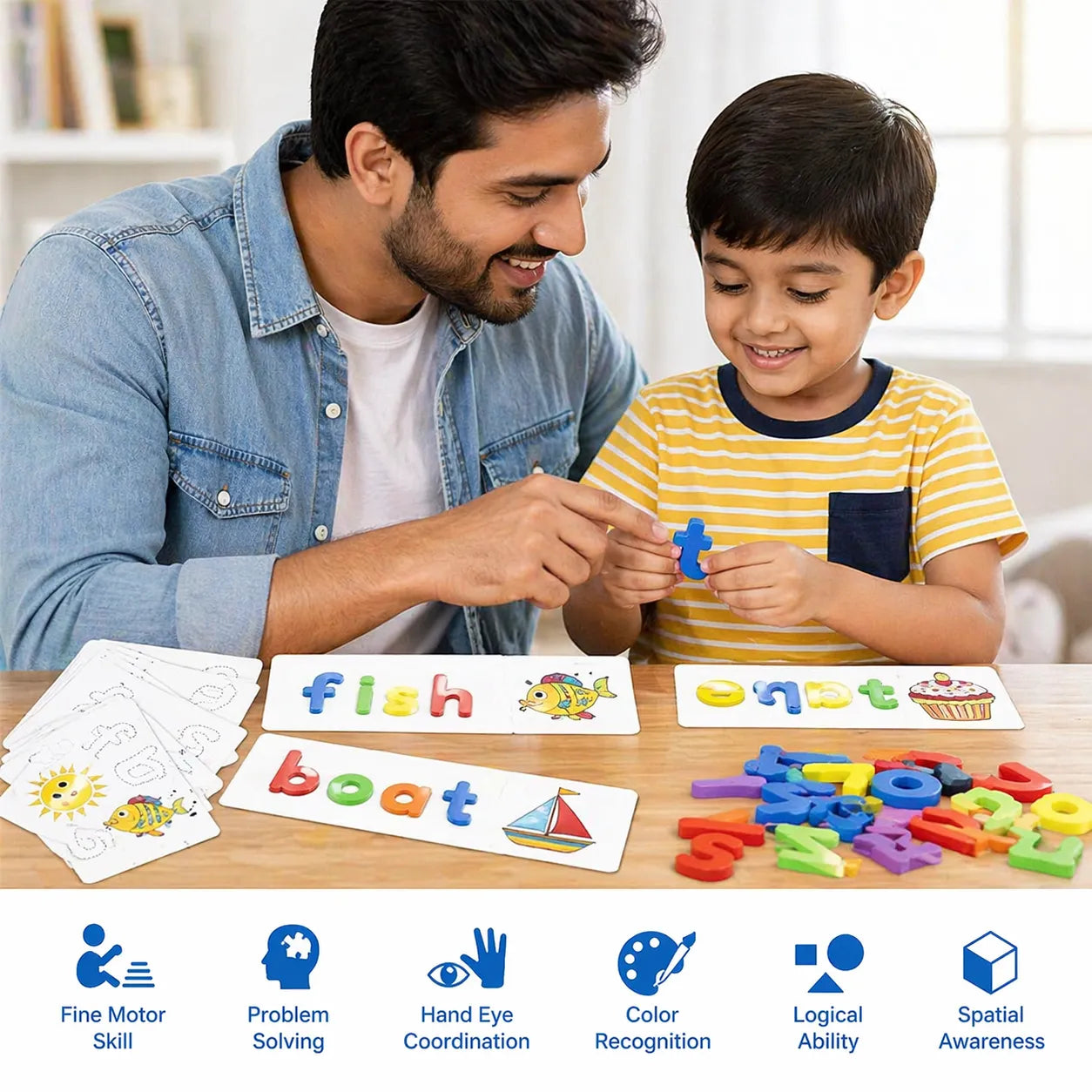 Spelling & Word Learning Board Game for Children with Wooden Letters