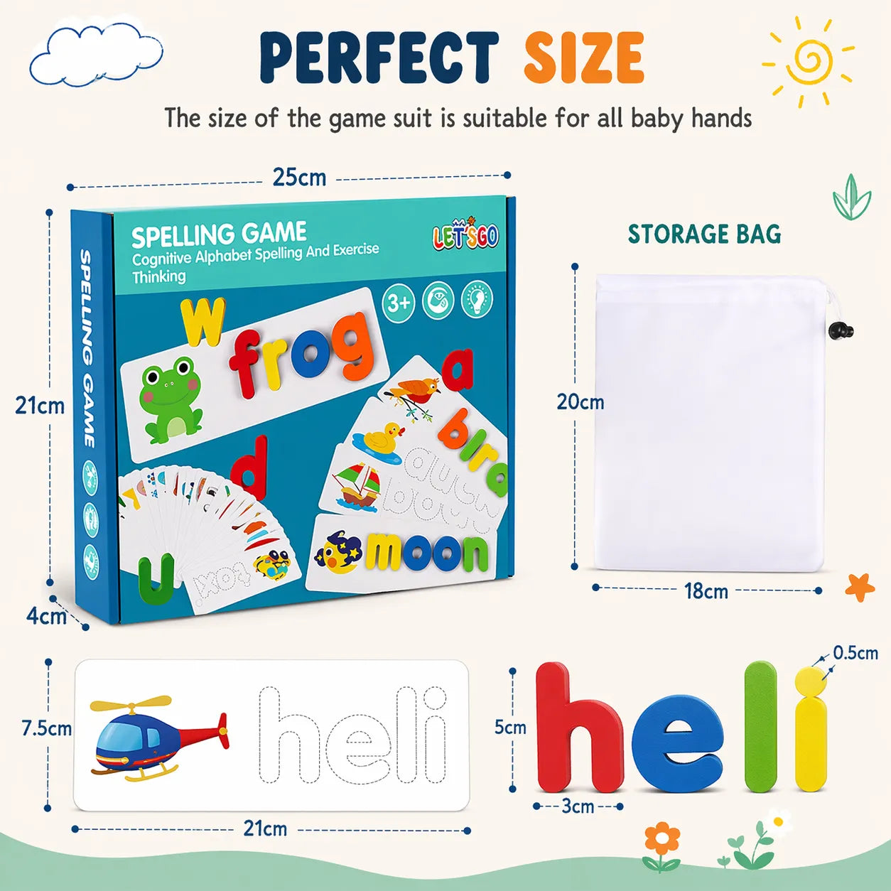 Spelling & Word Learning Board Game for Children with Wooden Letters