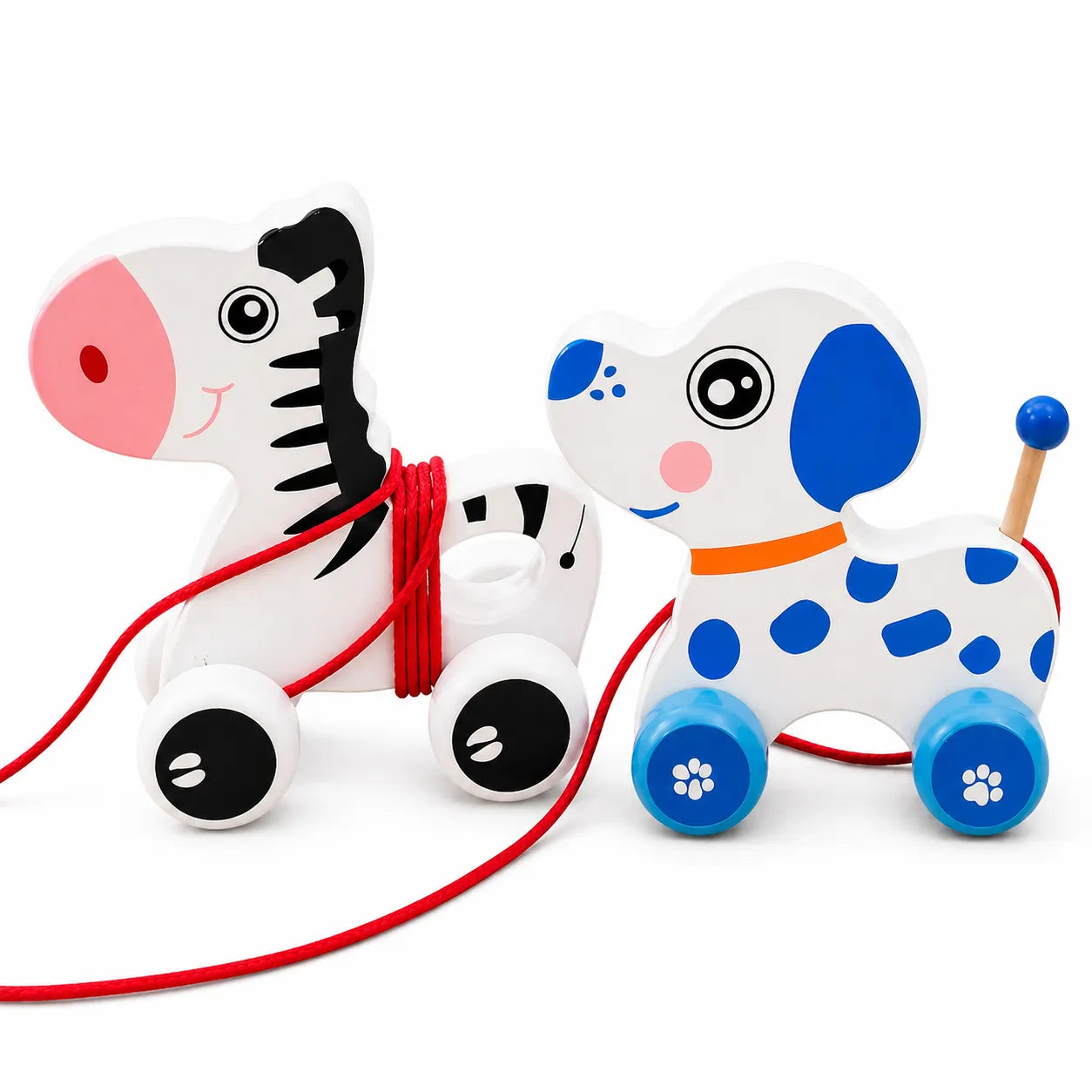 Wooden Pull Along Animal Toy for Kids