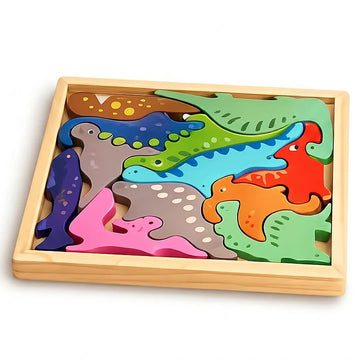 Wooden Dinosaur Puzzle Board for Kids