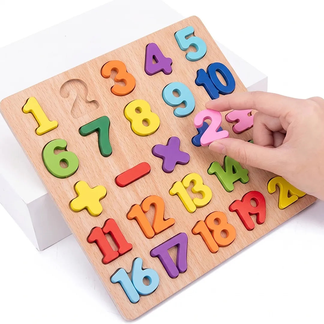 Wooden Number Puzzle Board for Kids