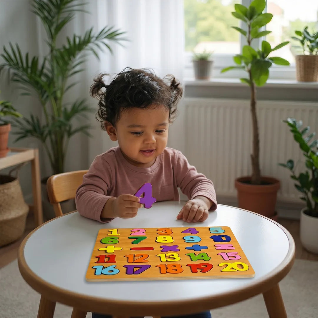 Wooden Number Puzzle Board for Kids